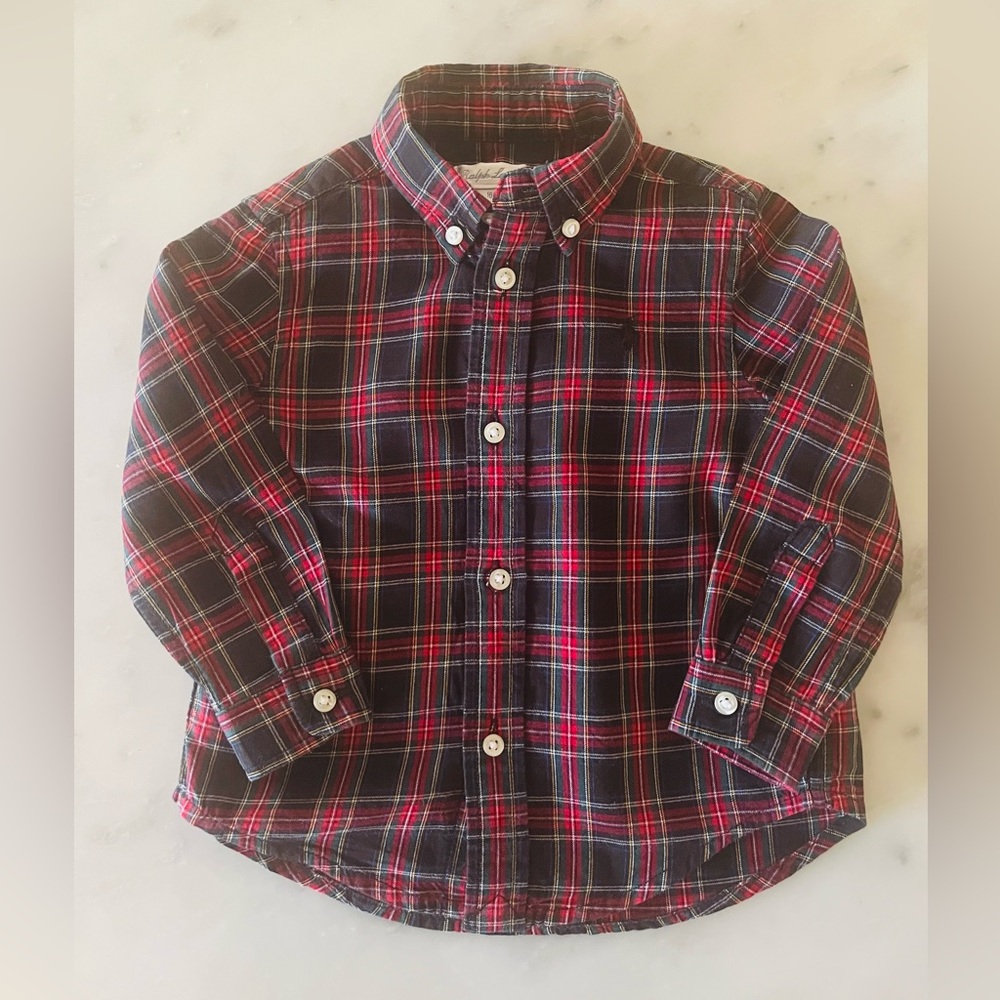 Ralph Lauren Plaid button down shirt Holiday 18 months